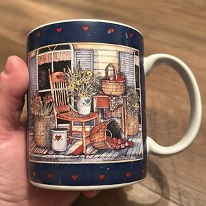 Lang And Wise Coffee Tea Mug Flowers On The Porch 1996 Susan Winget